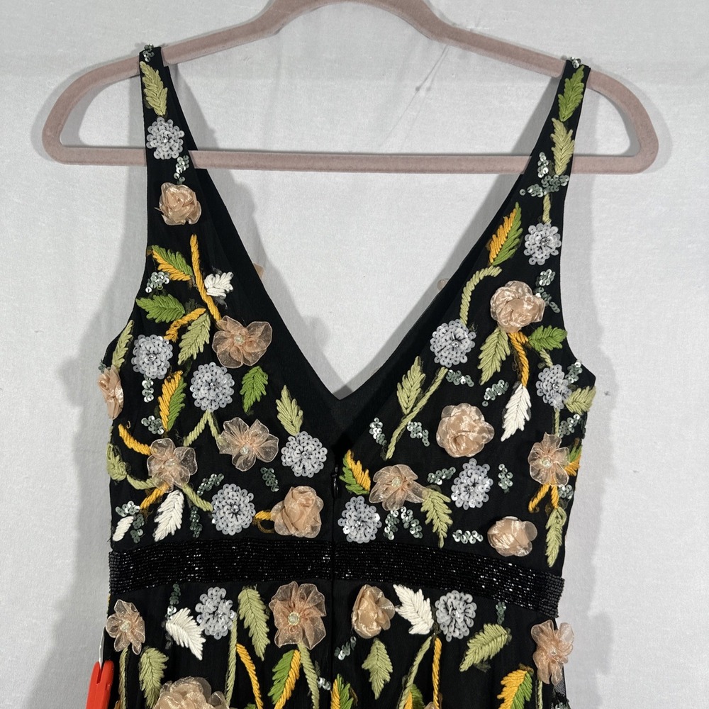 NWT Mac Duggal [ 4 ] 9171 Embellished Sleeveless V Neck‎ A Line Gown Black J1641 - Picture 13 of 14
